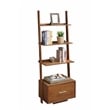 Pemberly Row Ladder Bookcase with File Drawer in Caramel Wood Finish