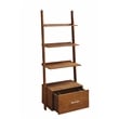 Pemberly Row Ladder Bookcase with File Drawer in Caramel Wood Finish