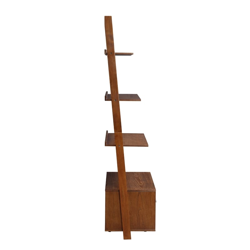 Pemberly Row Ladder Bookcase with File Drawer in Caramel Wood Finish