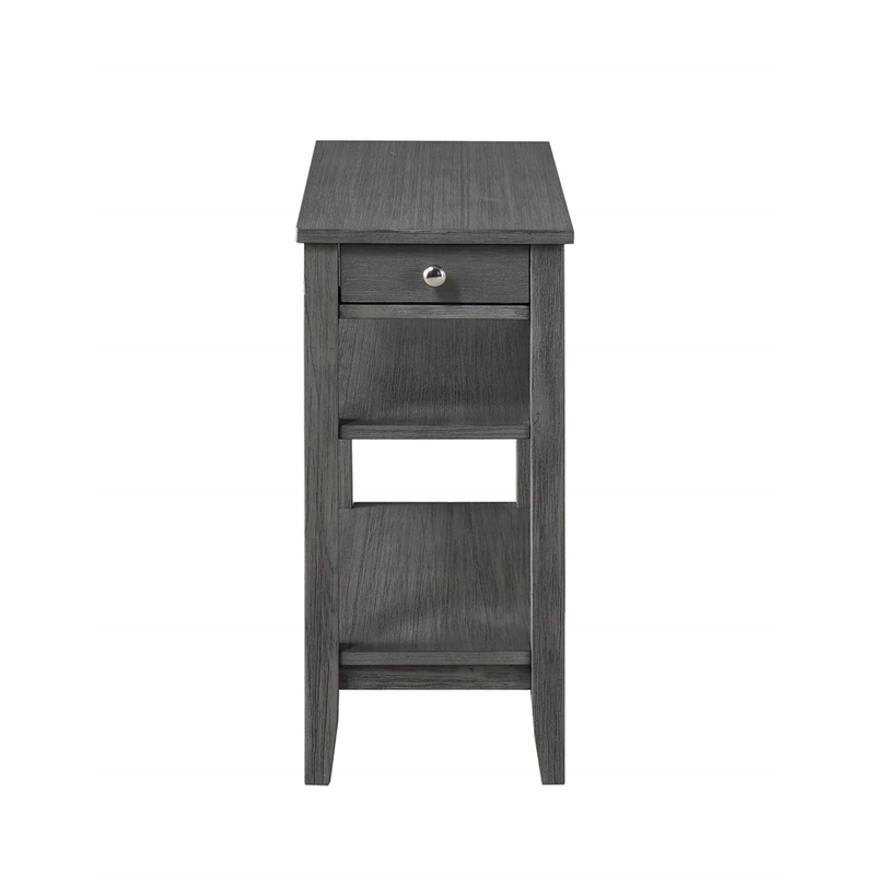 Pemberly Row Three-Tier End Table with Drawer in Gray Wood Finish