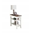 Pemberly Row Three Tier End Table With Drawer in Brown Wood Finish
