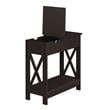 Pemberly Row Flip Top End Table with Charging Station in Espresso Wood Finish