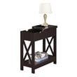 Pemberly Row Flip Top End Table with Charging Station in Espresso Wood Finish