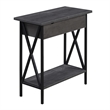 Pemberly Row Flip Top End Table Charcoal Gray Wood & Black Frame
