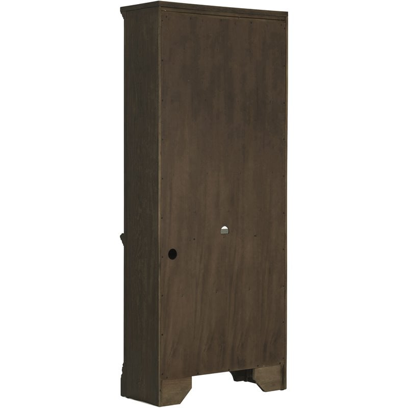 Pemberly Row Modern Bookcase with Cabinet in Burnished Oak Finish