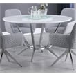 Pemberly Row Round Dining Table with Lazy Susan in White and Chrome