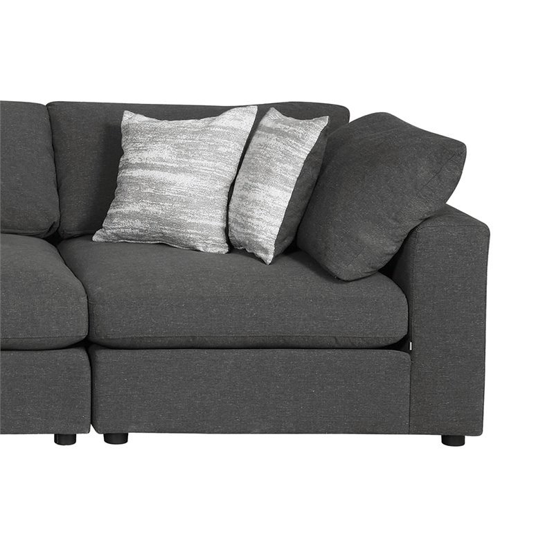 Pemberly Row 4-Piece Modern Fabric Upholstered Sectional in Charcoal