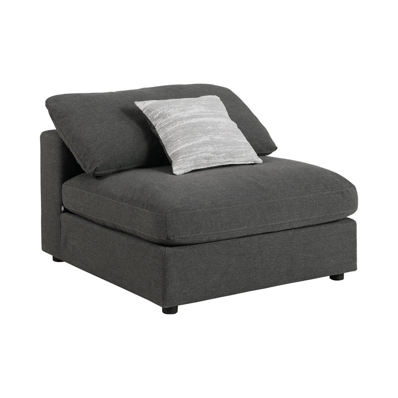 Pemberly Row 4-Piece Modern Fabric Upholstered Sectional in Charcoal