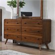 Pemberly Row Mid-Century Modern 6 Drawer Double Dresser in Dark Walnut