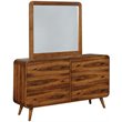 Pemberly Row Mid-Century Modern 6 Drawer Double Dresser in Dark Walnut