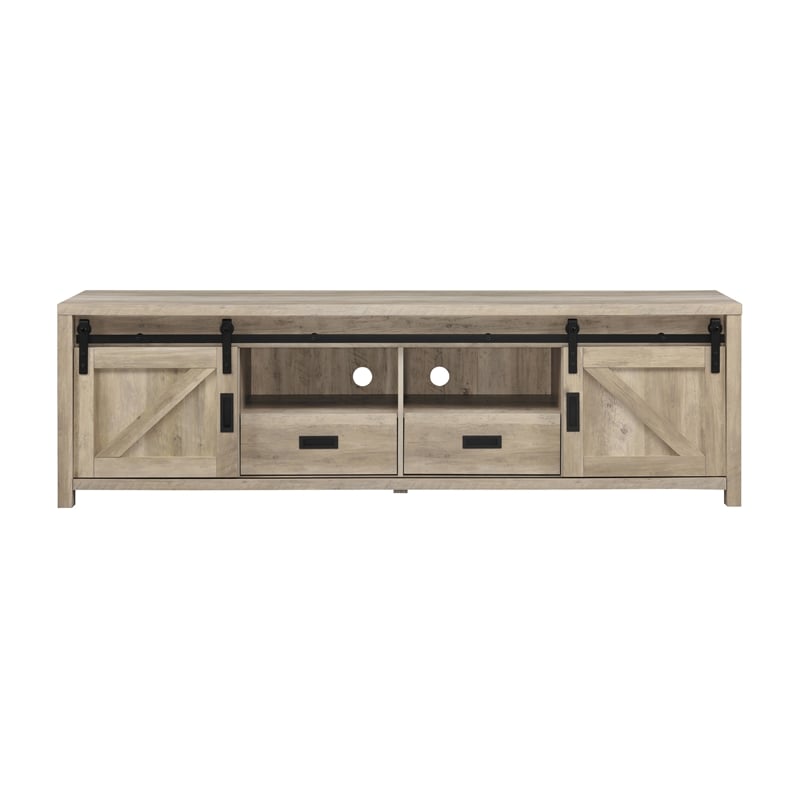Pemberly Row 2-Sliding Door Wood TV Stand for TVs up to 85