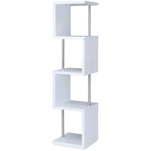 Pemberly Row 4 Shelf Contemporary Wooden Geometric Snaking Bookcase in White