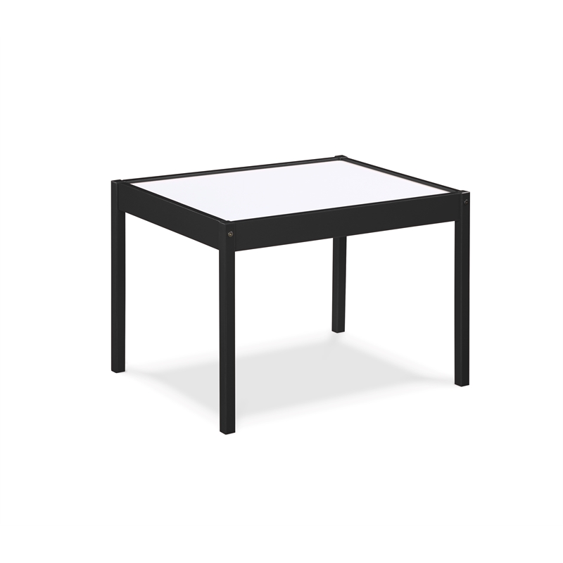Pemberly Row 3-Piece Wood Dry Erase Kids Table & Chair Set in Black
