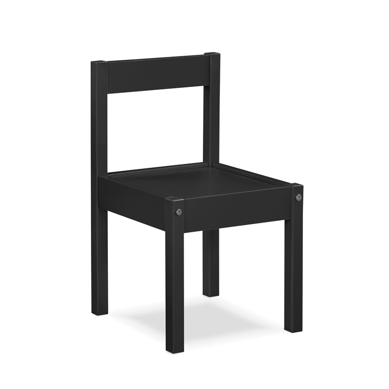 Pemberly Row 3-Piece Wood Dry Erase Kids Table & Chair Set in Black
