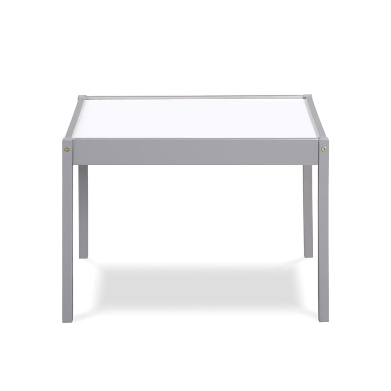 Pemberly Row 3-Piece Wood Dry Erase Kids Table & Chair Set in Gray