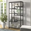 Pemberly Row 5-Shelf Geometric Glass & Steel Metal Bookcase in Blackened Bronze