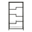 Pemberly Row 5-Shelf Geometric Glass & Steel Metal Bookcase in Blackened Bronze