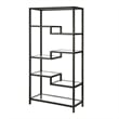 Pemberly Row 5-Shelf Geometric Glass & Steel Metal Bookcase in Blackened Bronze