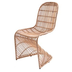 Pemberly Row 17.5&quot Modern Rattan & Steel Chair in Natural (Set of 2)