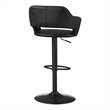 Pemberly Row Bar Stool Swivel Bar Height Adjustable Metal Leather Look Black