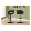 Pemberly Row Bar Stool Swivel Bar Height Adjustable Metal Leather Look Black