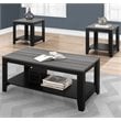 Pemberly Row Table Set 3pc Set Coffee End Side Accent Living Room Laminate Black