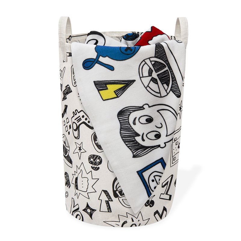 Pemberly Row Printed Foldable Laundry Basket Gaming Multi-Color