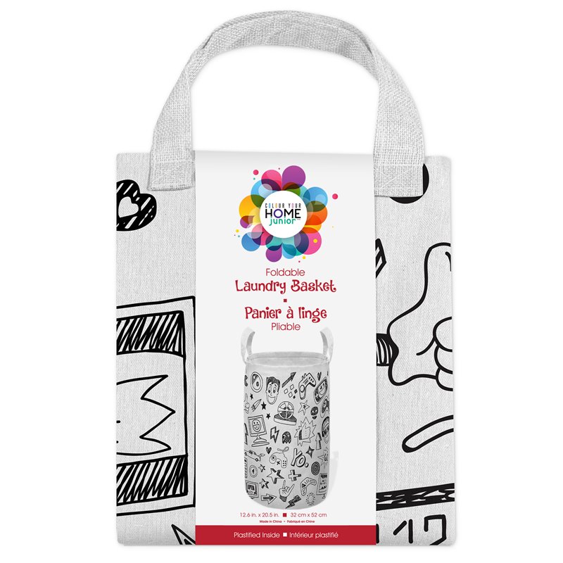 Pemberly Row Printed Foldable Laundry Basket Gaming Multi-Color