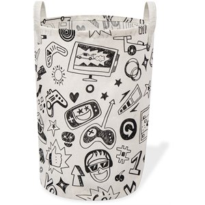 Pemberly Row Printed Foldable Laundry Basket Gaming Multi-Color