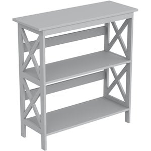 Pemberly Row 32.50&quotH 3-Shelves Bookcase in Light Gray Finish