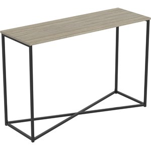 Pemberly Row 44&quotL Black X Metal Console Table in Dark Taupe Finish