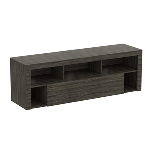 Pemberly Row 59&quotL 1-Big Drawer 5-Shelves TV Stand in Dark Gray