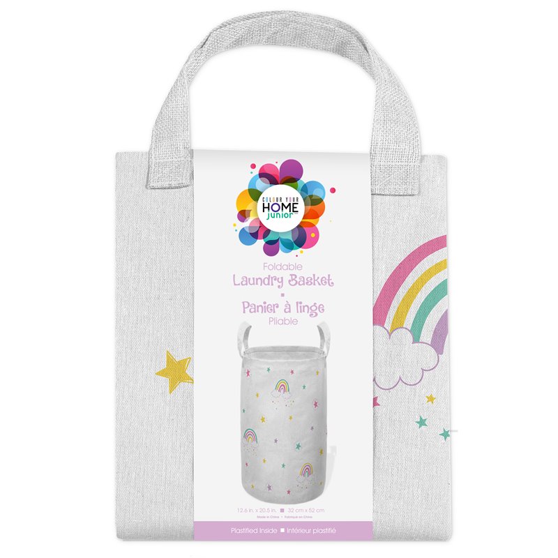 Pemberly Row Printed Foldable Laundry Basket Rainbow Multi-Color