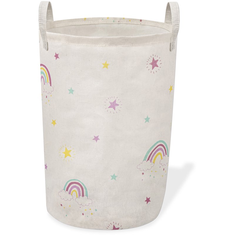 Pemberly Row Printed Foldable Laundry Basket Rainbow Multi-Color