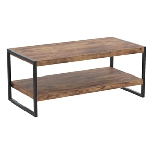 Pemberly Row 47.25&quotL Coffee Table Black Metal in Brown Reclaimed Wood