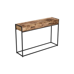 Pemberly Row 48&quotL 2-Drawers Black Metal Console Table in Brown Reclaimed Wood