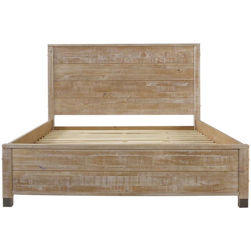Pemberly Row Solid Wood Queen Platform Bed in Barnwood Finish