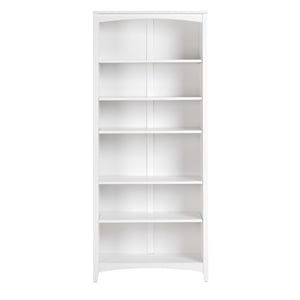 Pemberly Row 72&quot Shaker Style Solid Wood Bookcase in White Finish