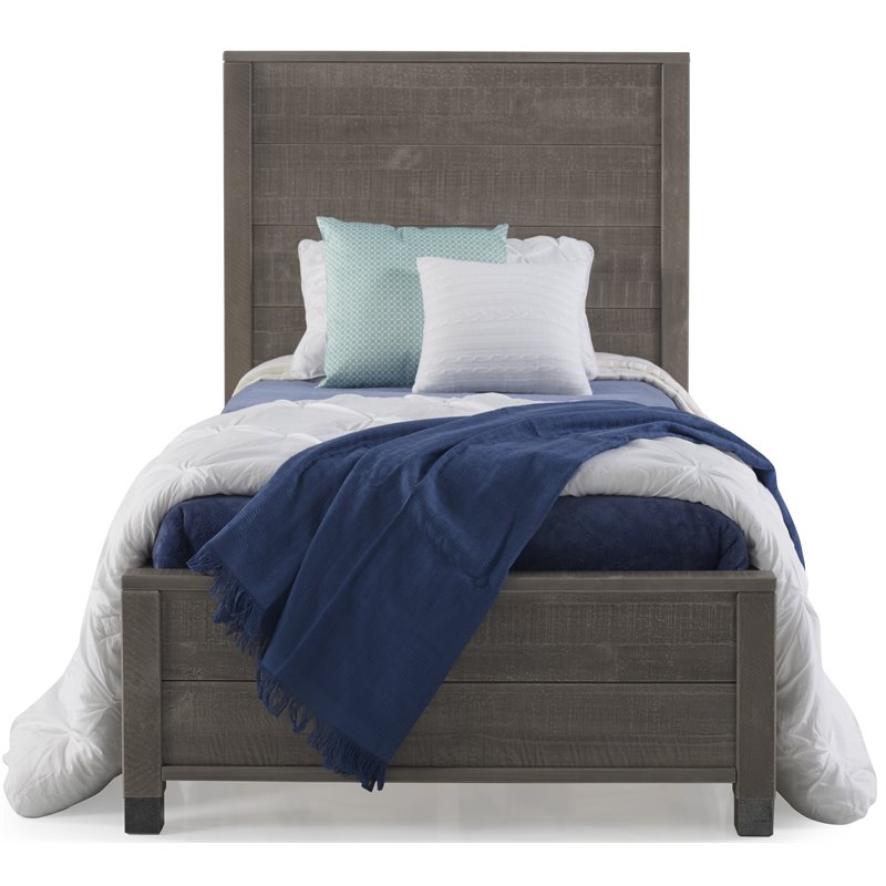 Pemberly Row Solid Wood Twin Platform Bed in Driftwood Gray Finish