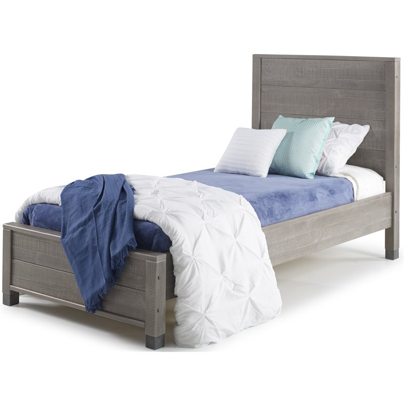 Pemberly Row Solid Wood Twin Platform Bed in Driftwood Gray Finish