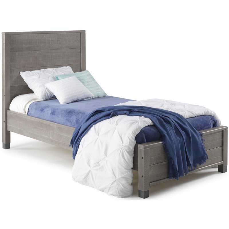 Pemberly Row Solid Wood Twin Platform Bed in Driftwood Gray Finish