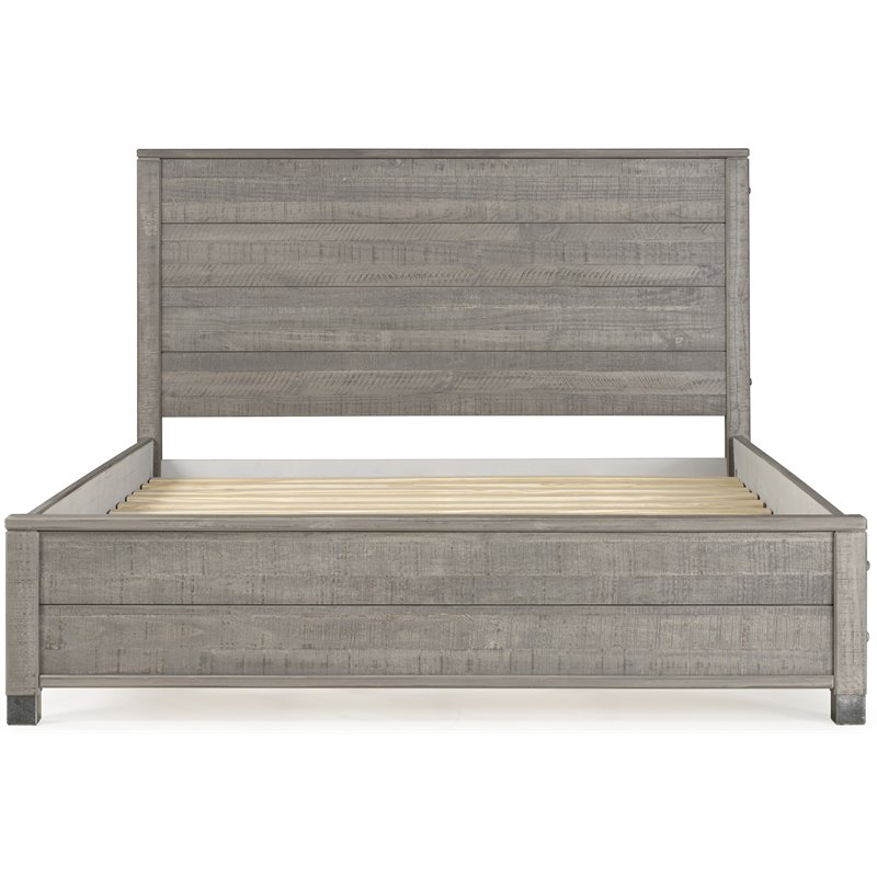 Pemberly Row Solid Wood Queen Platform Bed in Driftwood Gray