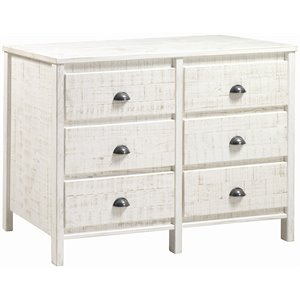 Pemberly Row Solid Wood 6-Drawer Bedroom Dresser in Shabby White
