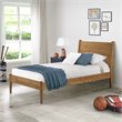 Pemberly Row Mid-Century Wood Twin Panel Bed in Castanho Brown