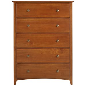 Pemberly Row Shaker Style Solid Wood 5-Drawer Bedroom Chest in Cherry