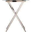 Pemberly Row Folding Glass Top Tray Table in Champagne Copper