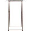 Pemberly Row Folding Glass Top Tray Table in Champagne Copper