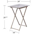 Pemberly Row Folding Glass Top Tray Table in Champagne Copper