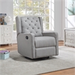 Pemberly Row Wood Fabric Tufted Gliding Swivel Recliner in Woven Gray Finish