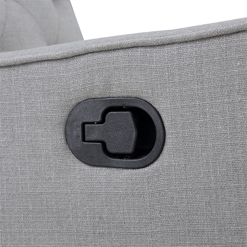 Pemberly Row Wood Fabric Tufted Gliding Swivel Recliner in Woven Gray Finish